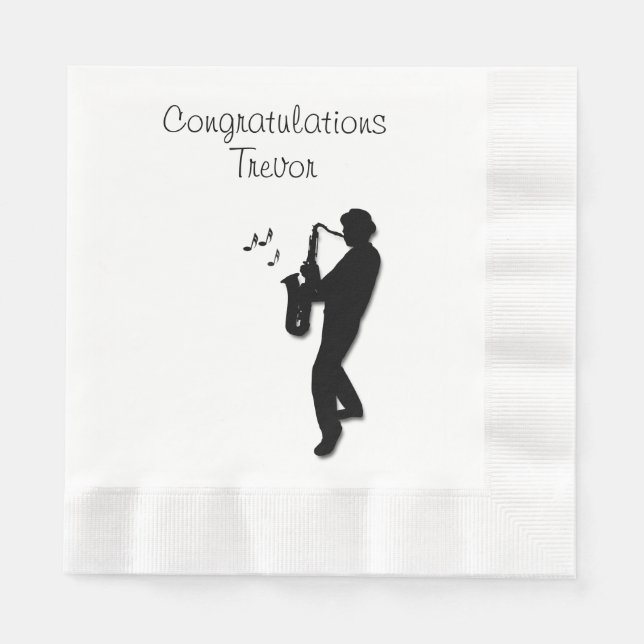 Serviette Jetable Saxophone Player Personnalisé Félicitations (Devant)