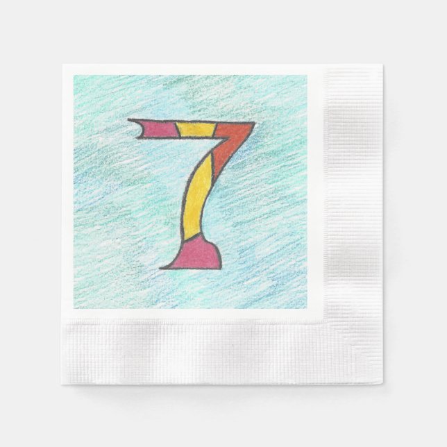 Serviette Jetable Sept chanceux sur le blues Cool ensemble de servie (Devant)