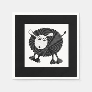 Serviette Jetable Serviette-Ensemble de papier de moutons noirs de