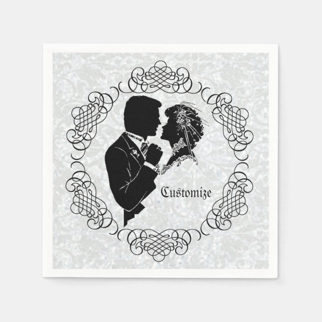 Serviette Jetable Serviettes à silhouette personnalisée de la mariée (Devant)