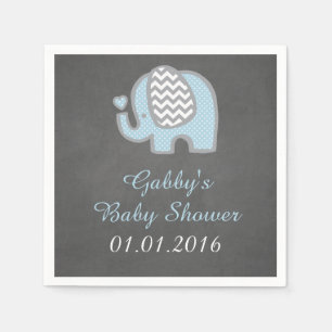 Serviette Jetable Serviettes bleues de baby shower d'éléphant