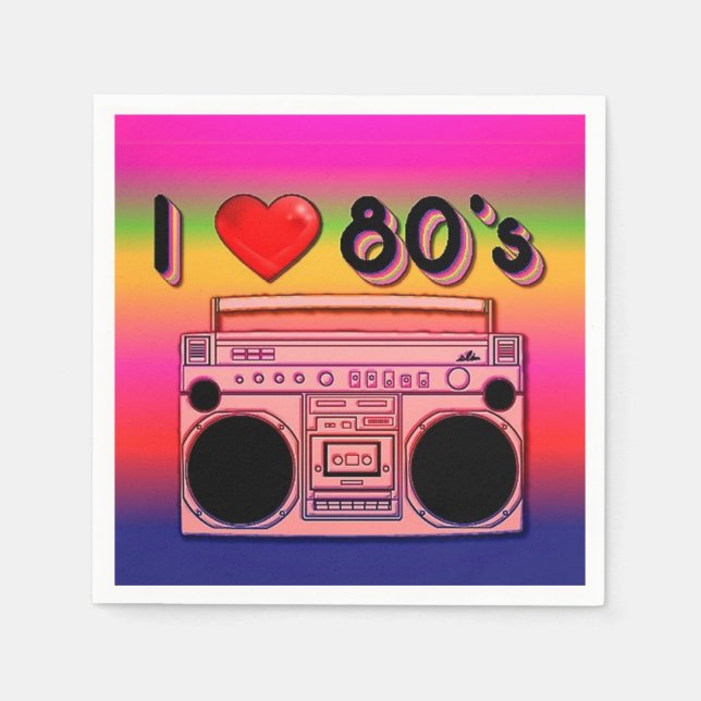 Serviette Jetable Serviettes Boombox Party des années 80 (Devant)