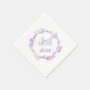 Serviette Jetable Serviettes d'anniversaire d'aquarelle de perle de