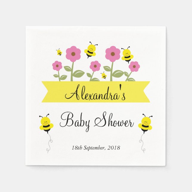 Serviette Jetable Serviettes de Baby shower Bumble Bee (Devant)