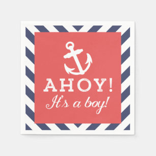 Serviette Jetable Serviettes de Baby shower Chevron Marine et Rouge 
