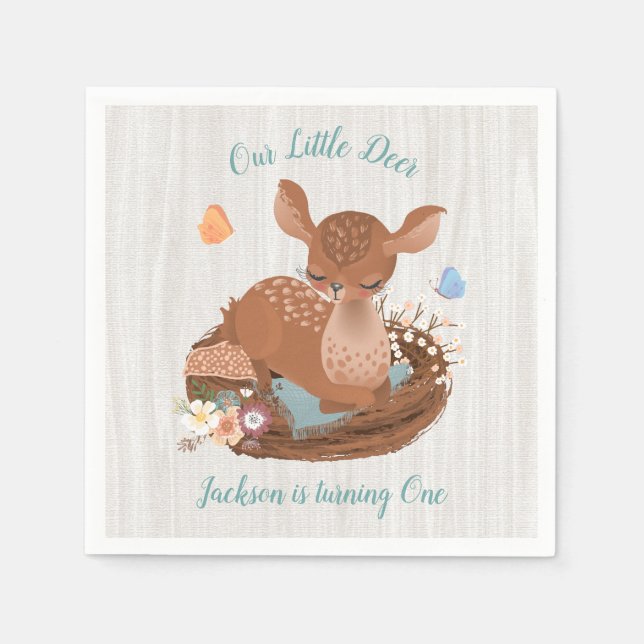 Serviette Jetable Serviettes de Baby shower de Cerf Sweet doe (Devant)
