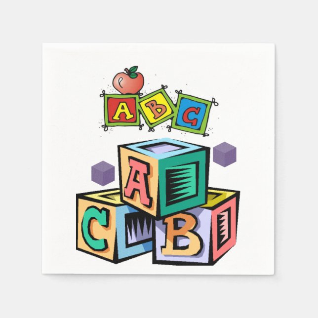 Serviette Jetable serviettes de baby shower pour enfants abc premier (Devant)