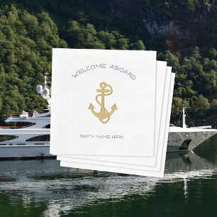 Serviette Jetable Serviettes de bienvenue à bord avec ancre en or na