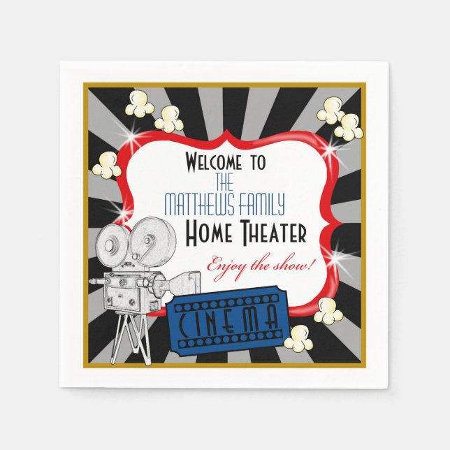 Serviette Jetable Serviettes de cinéma maison personnalisées (Devant)
