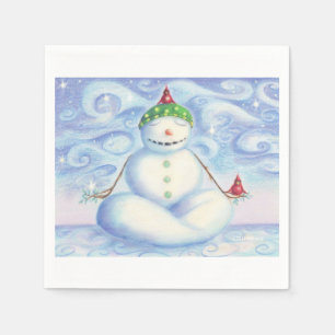 Serviette Jetable Serviettes de cocktail avec le bonhomme de neige