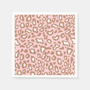 Serviette Jetable Serviettes de fête à motif léopard rose rétro