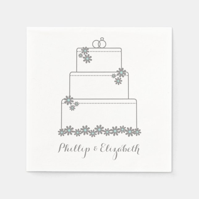 Serviette Jetable Serviettes de gâteau de mariage Vert mousse de mer (Devant)