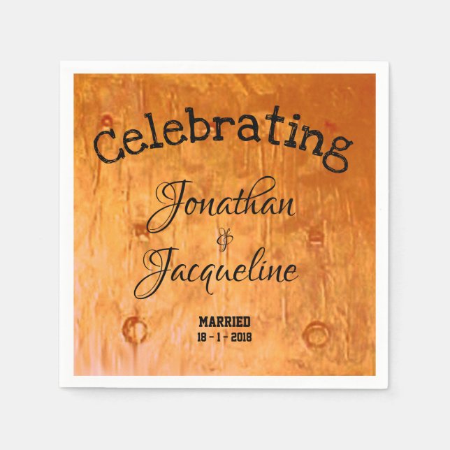 Serviette Jetable Serviettes de Mariage d'art en cuivre chic personn (Devant)