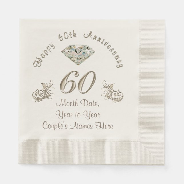 Serviette Jetable Serviettes de Mariage Diamond Personnalisées (Devant)