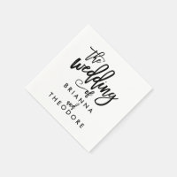 Serviettes de mariage élégantes avec lettrage manu