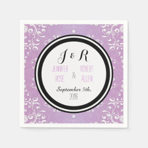 Serviette Jetable Serviettes de mariage en damassé floral violet lav