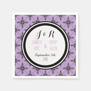 Serviette Jetable Serviettes de mariage en damassé violet lavande