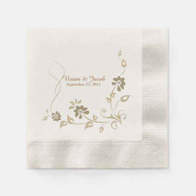 Serviette Jetable Serviettes de mariage Floral sur mesure (Devant)