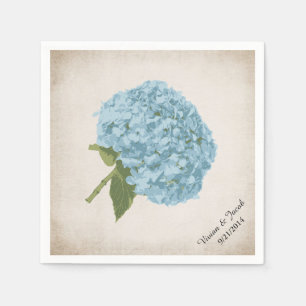 Serviette Jetable Serviettes de mariage personnalisées Blue Hydrange