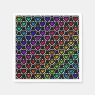 Serviette Jetable Serviettes de motif de coeurs d'arc-en-ciel