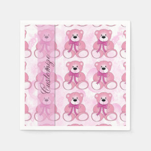 Serviette Jetable Serviettes de motif d'ours de nounours de roses