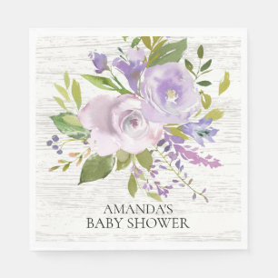 Serviette Jetable Serviettes de papier de douche florale pourpre