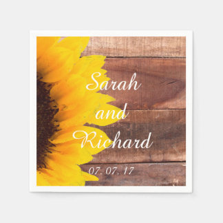 Serviette Jetable Serviettes de papier de mariage rustique en bois