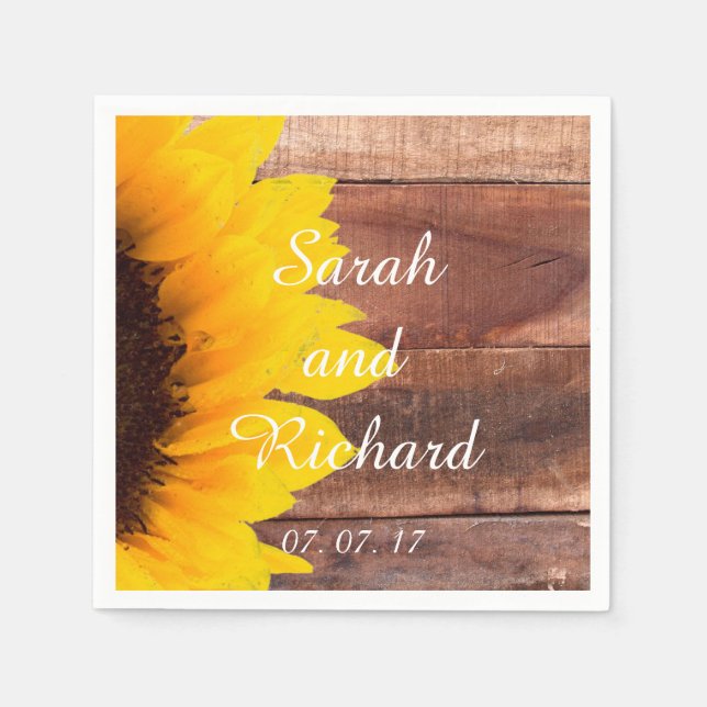 Serviette Jetable Serviettes de papier de mariage rustique en bois (Devant)