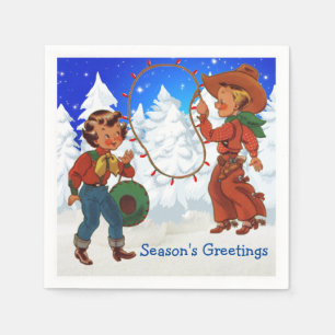 Serviette Jetable Serviettes de partie d'hiver d'enfants de cowboy