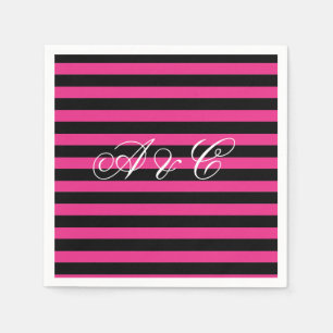 Serviette Jetable Serviettes de partie rose et noir chaud