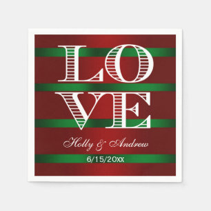 Serviette Jetable Serviettes dégradé rouge vert, LOVE blanc