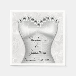 Serviette Jetable Serviettes élégantes de robe de mariée