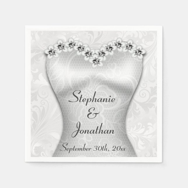 Serviette Jetable Serviettes élégantes de robe de mariée (Devant)