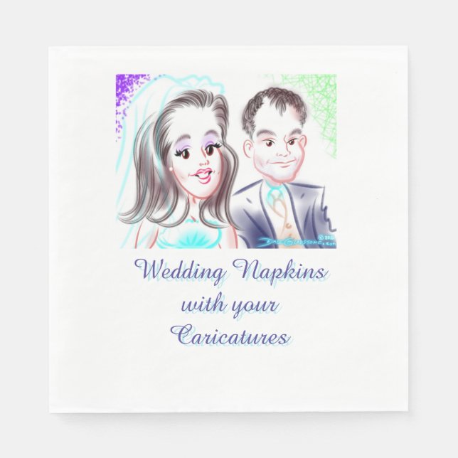 Serviette Jetable Serviettes en caricature mariage (Devant)