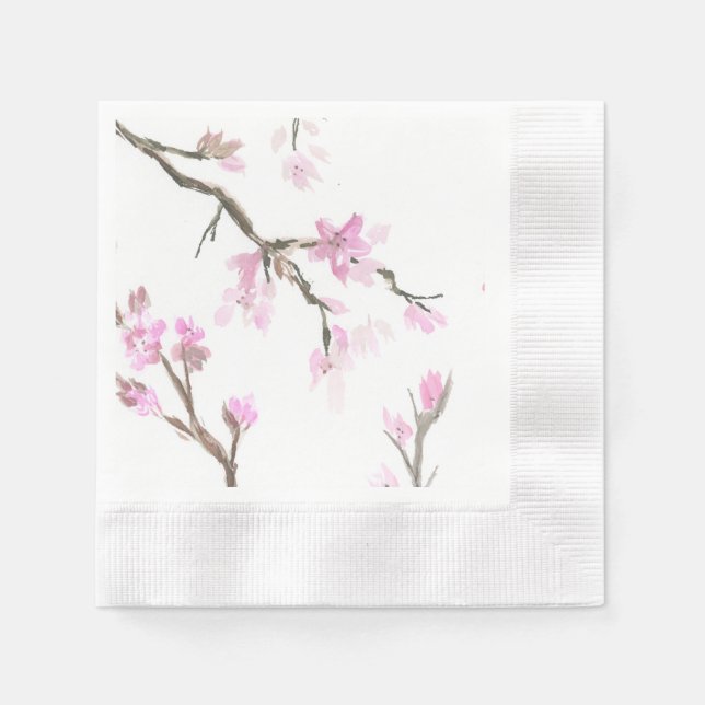 Serviette Jetable Serviettes en fleurs de cerises (Devant)