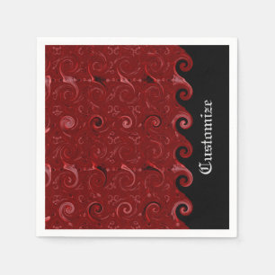 Serviette Jetable Serviettes en satin rouge et noir à boucles