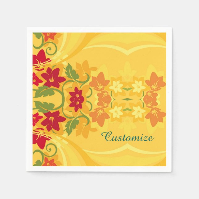 Serviette Jetable Serviettes ensoleillées Florales Jaunes (Devant)