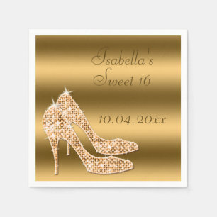 Serviette Jetable Serviettes fascinantes de stylets d'or du bonbon