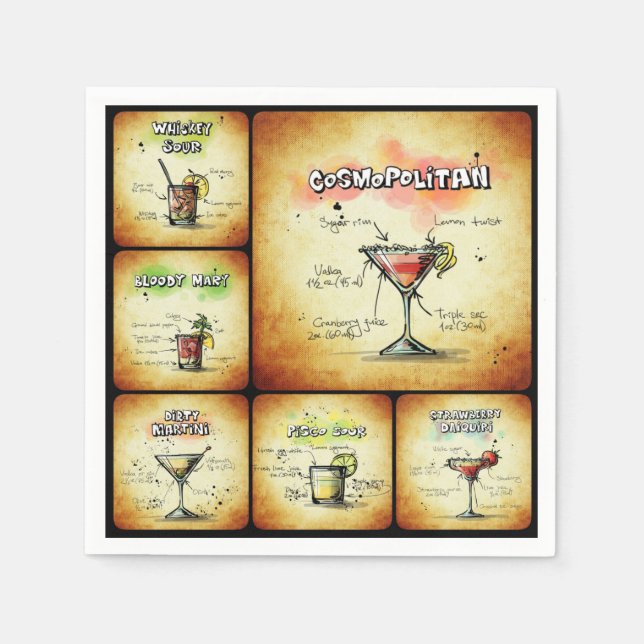 Serviette Jetable Serviettes inspirées Cocktail - Art de la boisson  (Devant)