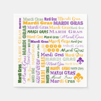 Serviette Jetable Serviettes Mardi Gras Tri-Colorées Multi-Font