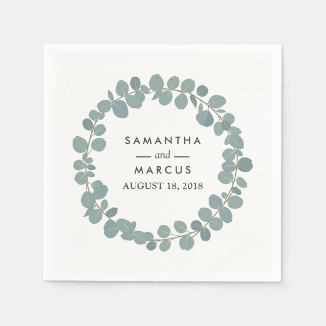 Serviette Jetable Serviettes Mariage Eucalyptus Wreath (Devant)