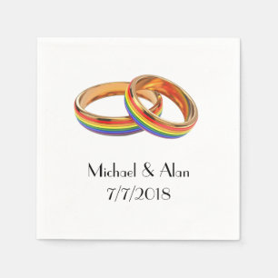 Serviette Jetable Serviettes Mariage Gay avec anneaux Mariages