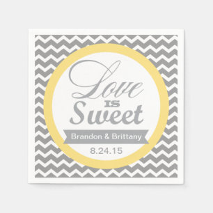 Serviette Jetable Serviettes Mariage Jaune et Gris Chevron
