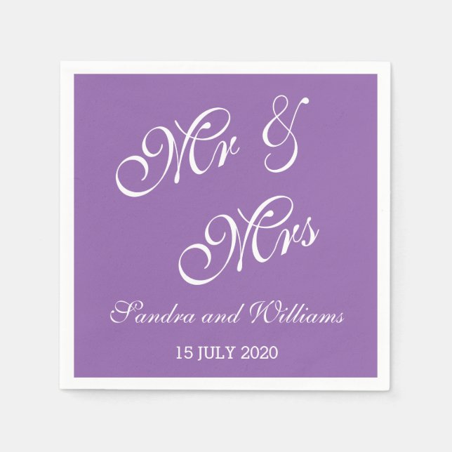 Serviette Jetable Serviettes Mariage personnalisées | M. Et Mme. (Devant)