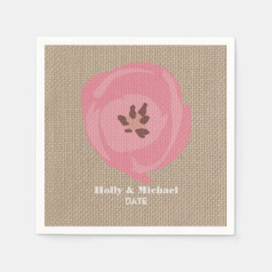 Serviette Jetable Serviettes Mariage Tulipe Rose inspirées Burlap