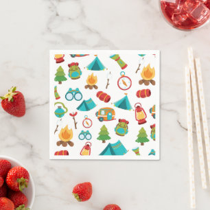 Serviette Jetable Serviettes mignonnes de motif de partie de camping
