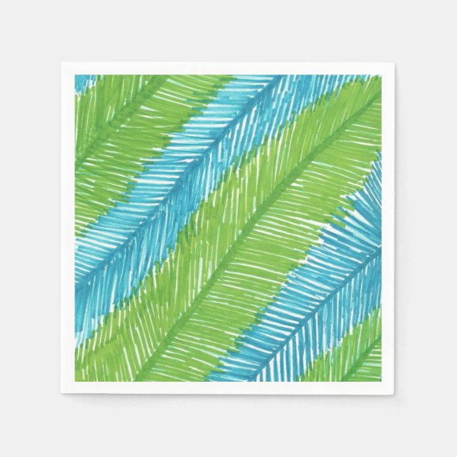 Serviette Jetable Serviettes Motifs Feuilles Green and Blue Palm (Devant)