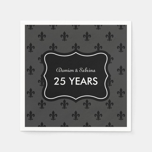 Serviette Jetable Serviettes personnalisées pour la fête du 25e anni (Devant)