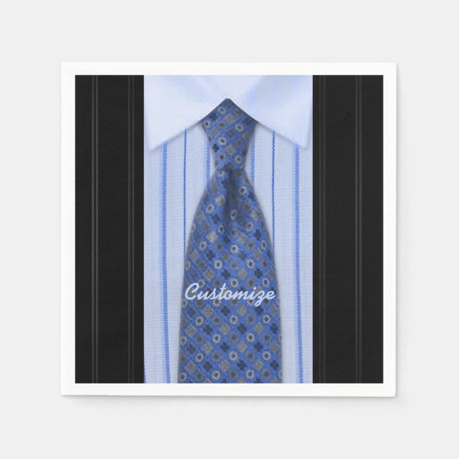 Serviette Jetable Serviettes pour costume homme chemise bleue et cra (Devant)