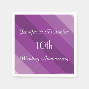 Serviette Jetable Serviettes rayées pourpres, 10ème anniversaire d
